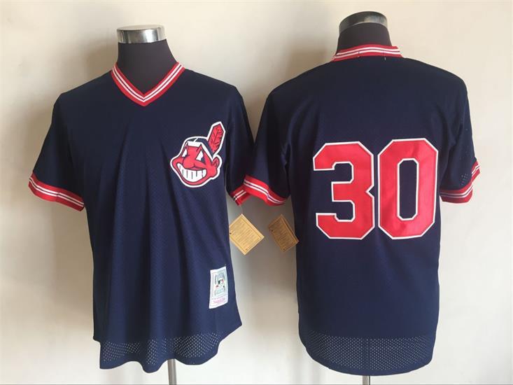 2017 MLB Cleveland Indians #30 Joe Carter Blue Throwback Jerseys->cleveland indians->MLB Jersey